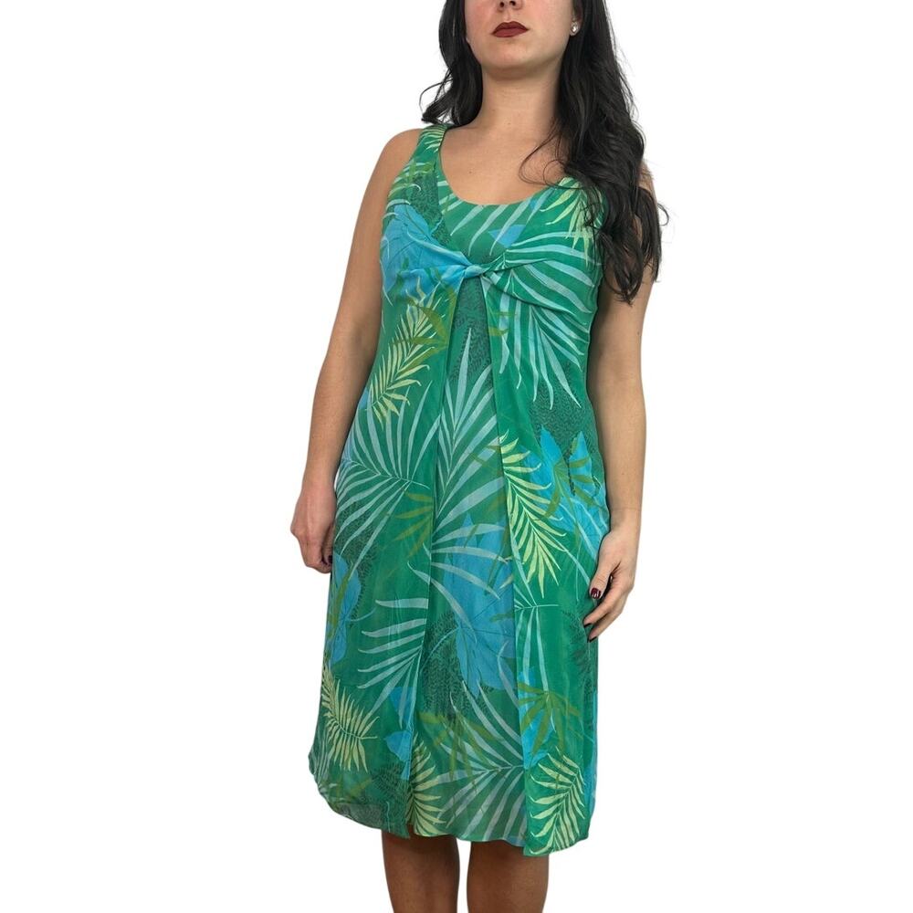 Jones New York Green Floral Silk Shift Dress